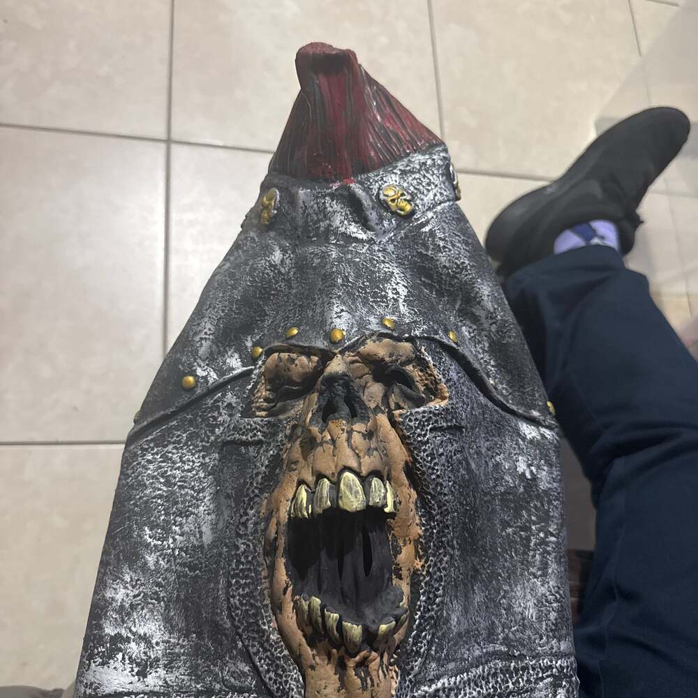 Gladiator Skeleton Halloween Mask with Mohawk - Horror Gothic Costume